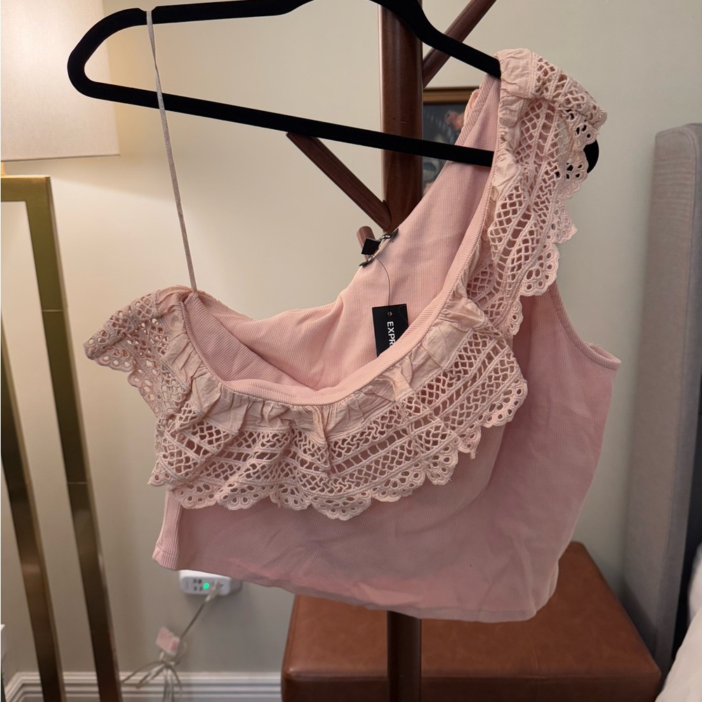 Express One Shoulder Ruffle Tank